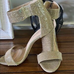Gianni Bini Gold Stiletto Heels with Ankle Strap